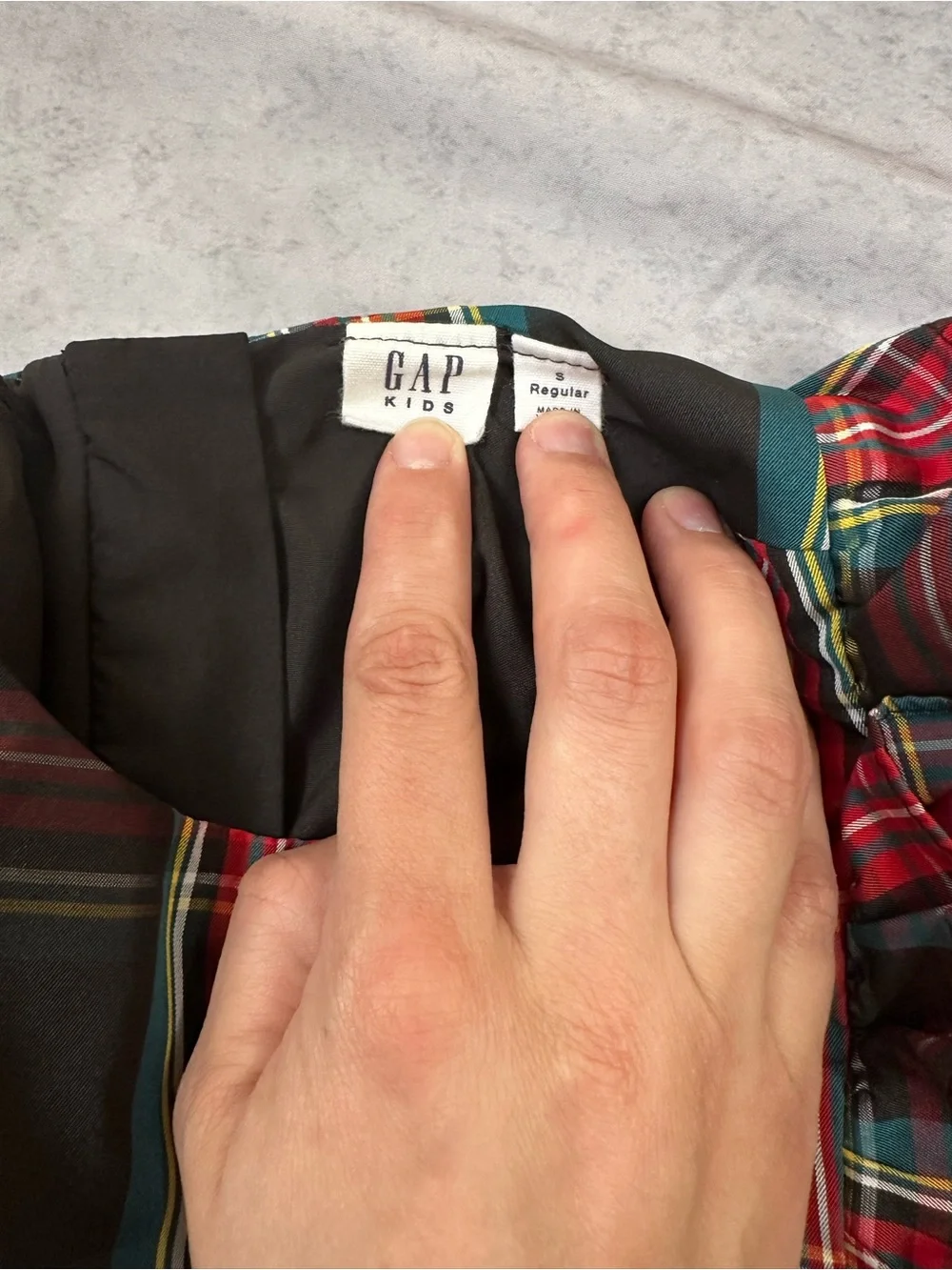 GAP Girls Kids Red, Green & Black Plaid Ruffle Sleeve Dress
